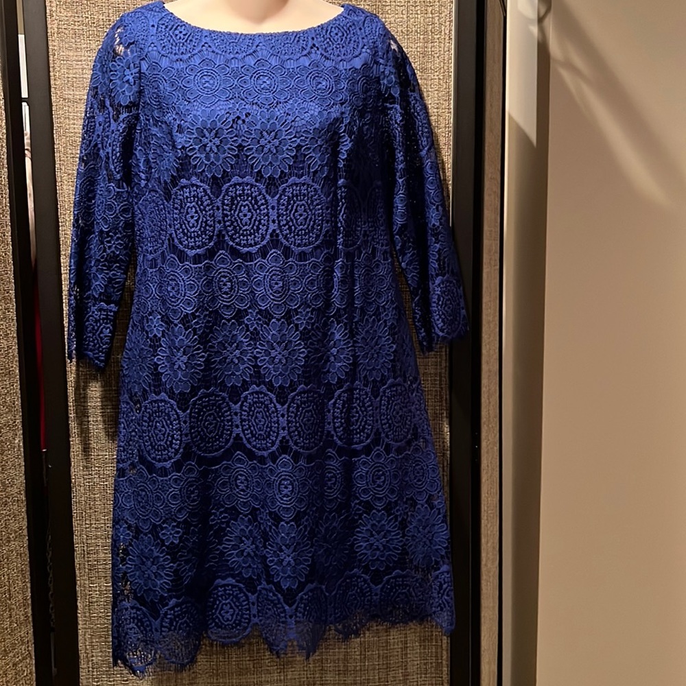 Ladies dress. Royal blue lace. Size 12 PETITE